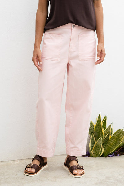 Nina Pink Cotton Barrel Pants