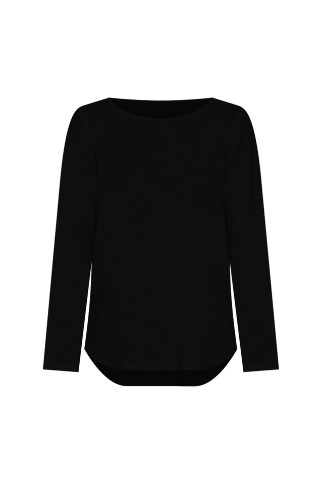 Adele Black Long Sleeve Bamboo Tee,ghost-mani image 4