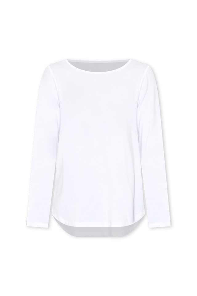 Adele White Long Sleeve Bamboo Tee,ghost-mani image 3
