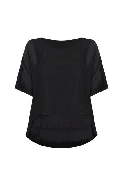 Talia Navy Silk Layer Top
