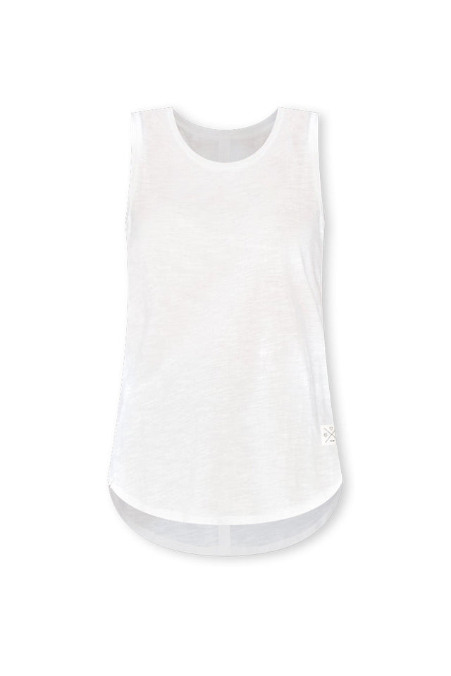 White Cotton Scoop Tank,ghost-mani image 3