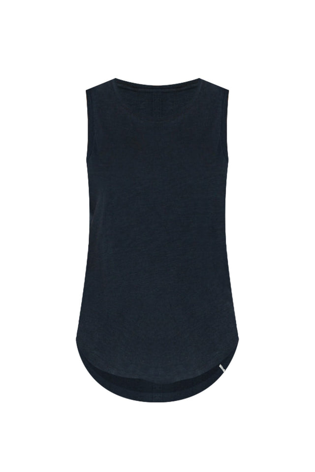 Navy Cotton Scoop Tank,ghost-mani image 4