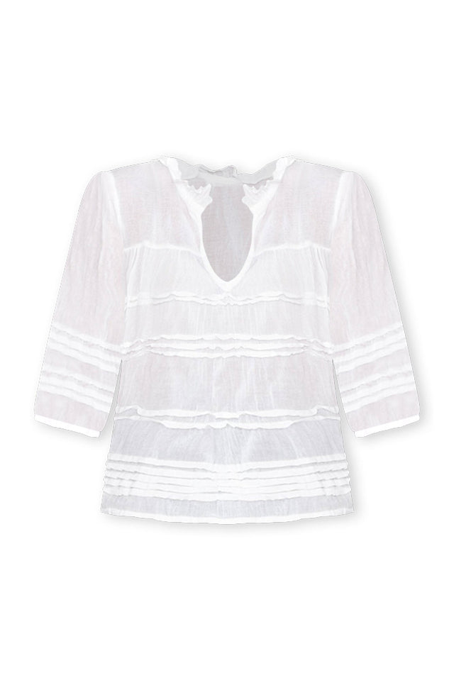 Palmer White Cotton Long Sleeve Top,ghost-mani image 8