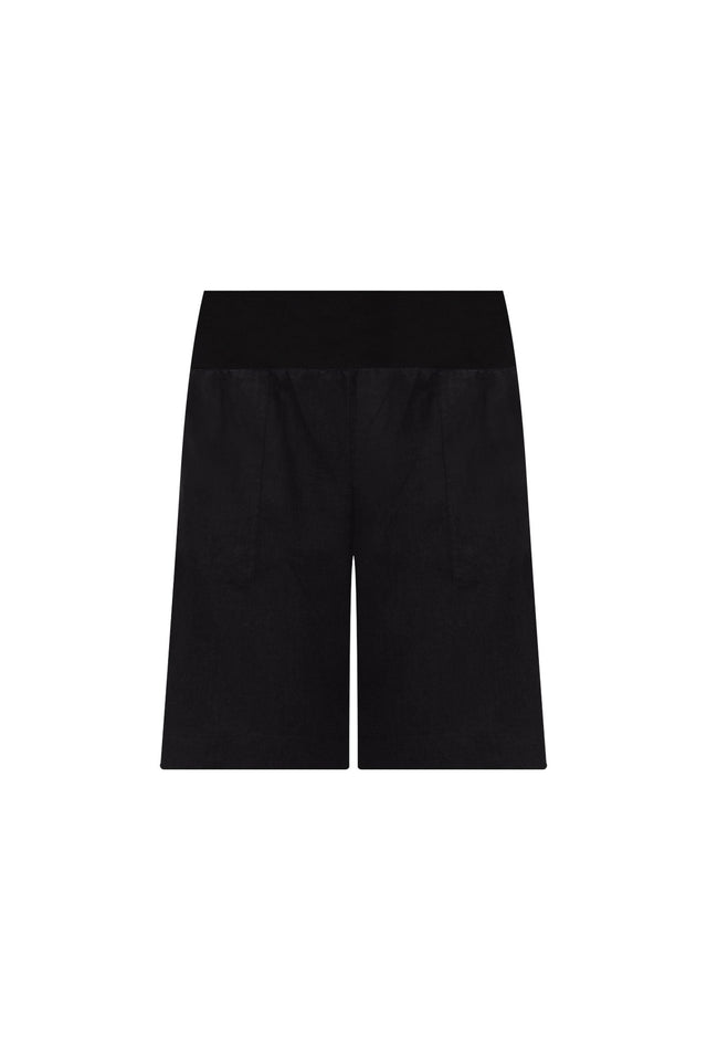 Aster Black Linen Shorts,ghost-mani