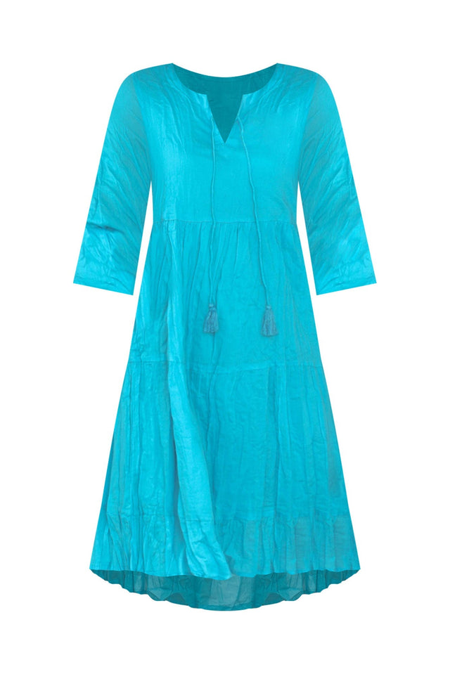 Milana Sky Blue Crinkle Cotton Dress,ghost-mani image 3