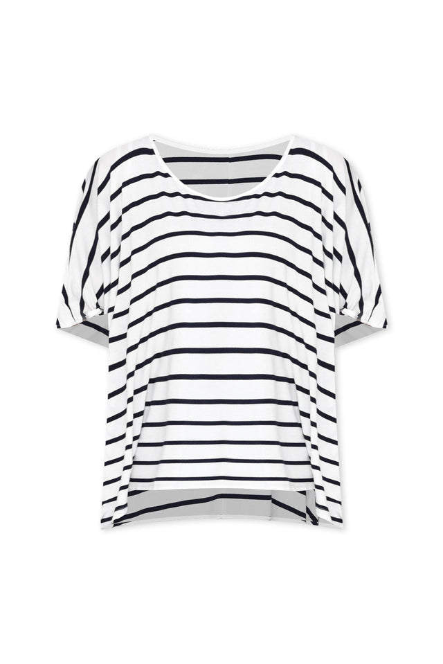 Sorronda White Stripe Bamboo Batwing Top,ghost-mani image 4