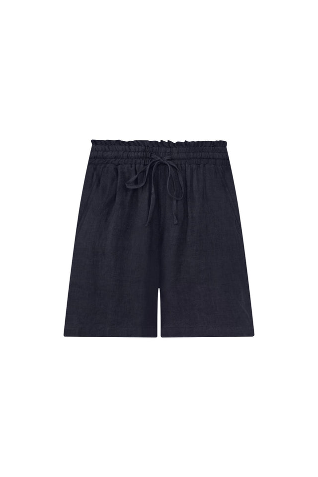 Astoria Navy Linen Drawstring Shorts,ghost-mani image 7