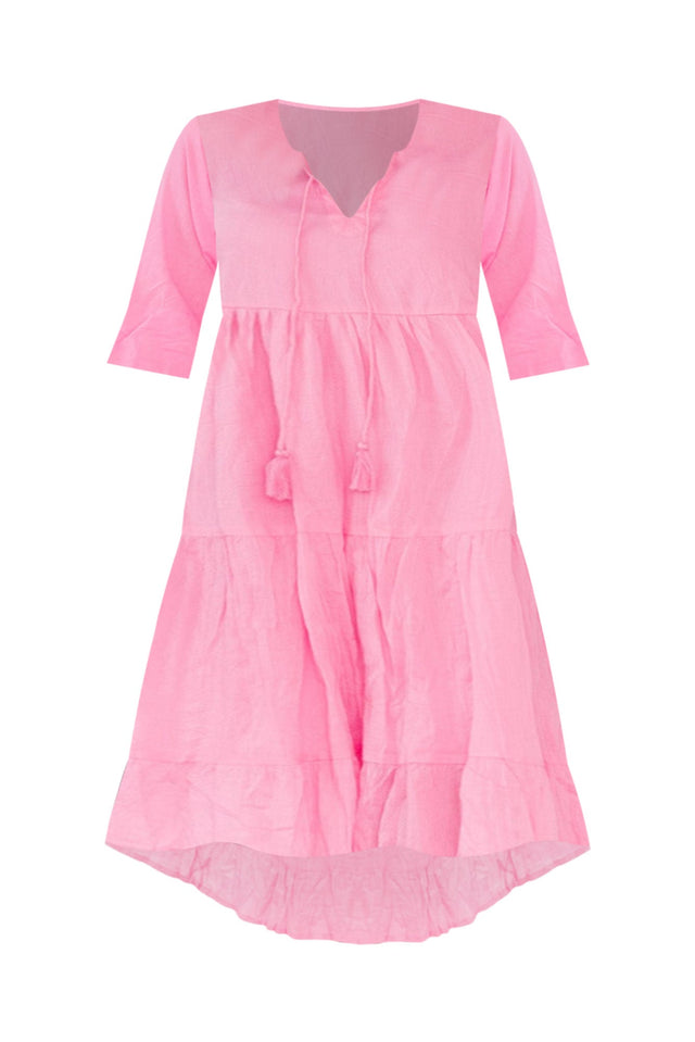 Milana Bright Pink Crinkle Cotton Dress,ghost-mani image 13