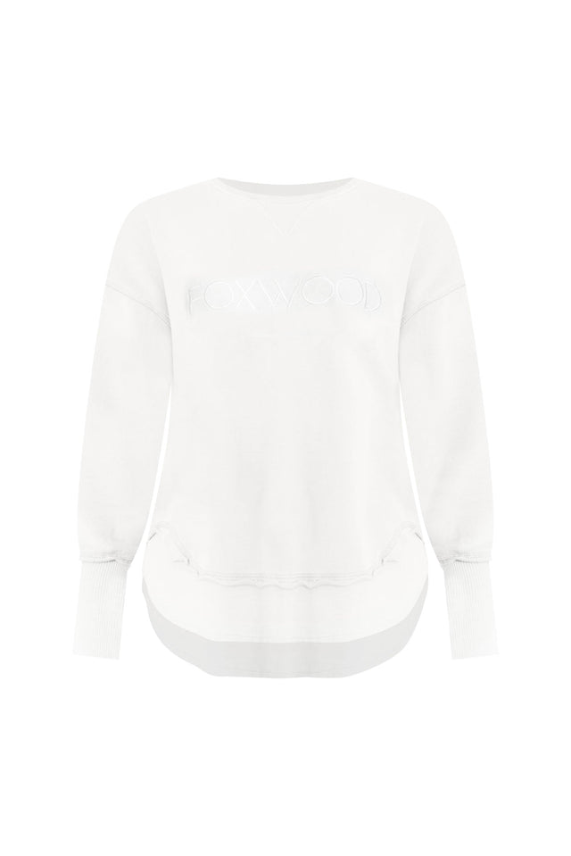 Simplified White Cotton Crewneck Sweatshirt,ghost-mani image 5