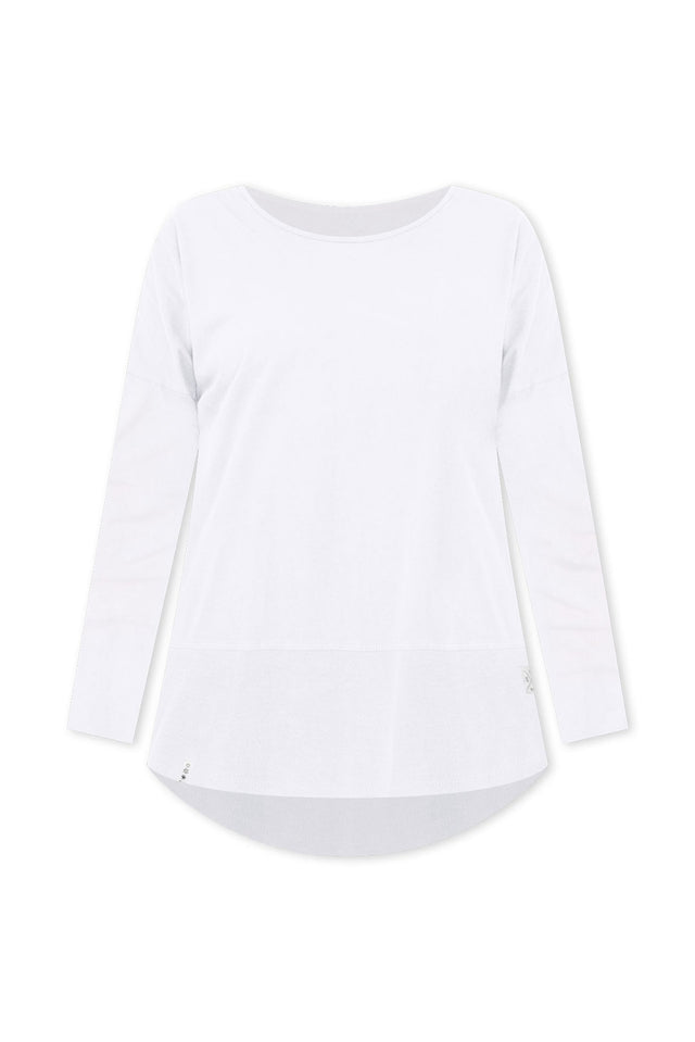 Fundamental White Cotton Rib Sleeved Top,ghost-mani image 4