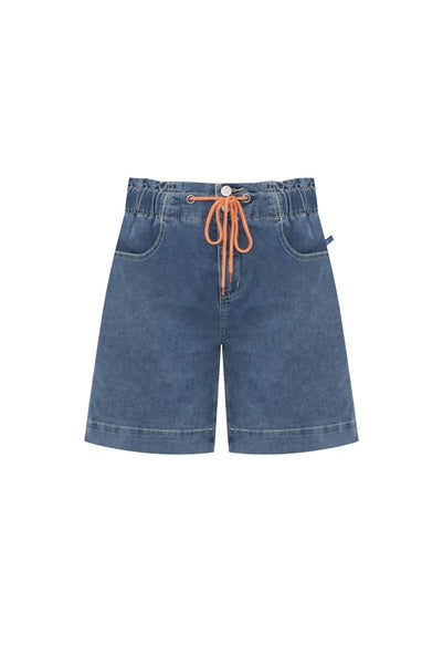 ELS2621 Washed Blue Denim Drawstring Skirt