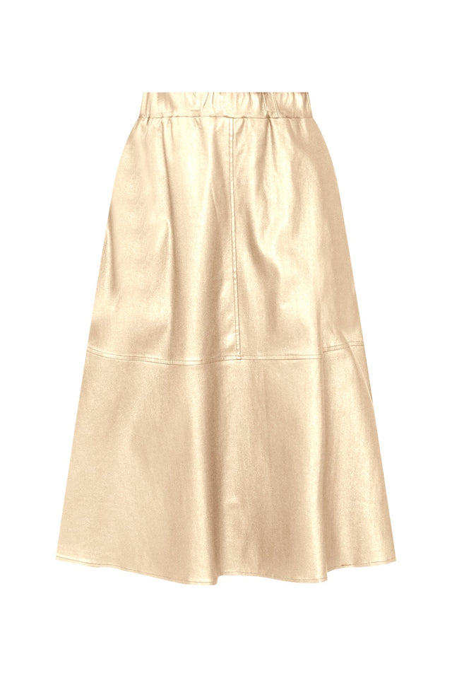 Oriel Gold Faux Leather Midi Skirt,ghost-mani image 3