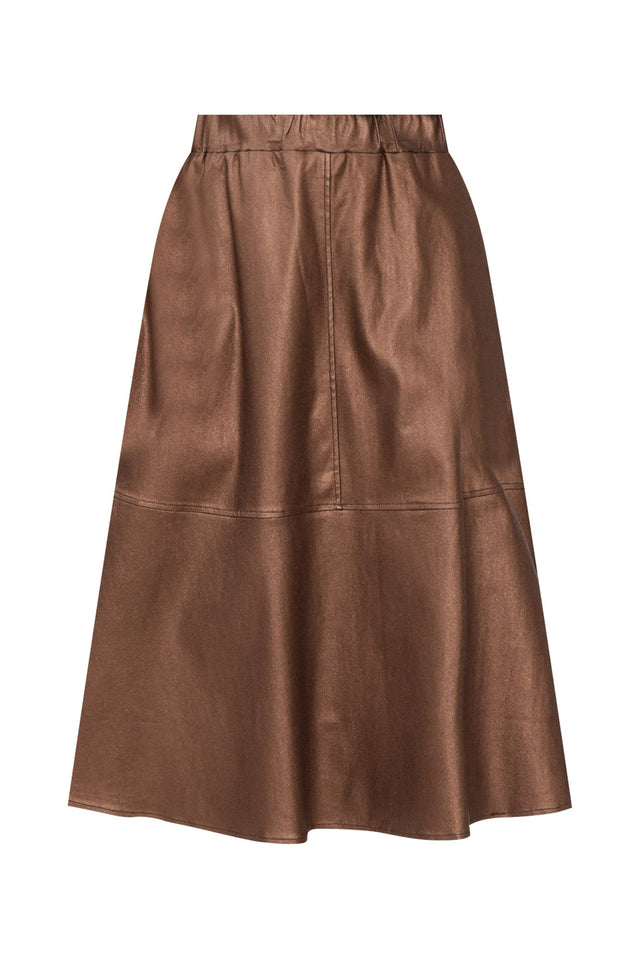 Oriel Bronze Faux Leather Midi Skirt,ghost-mani image 3
