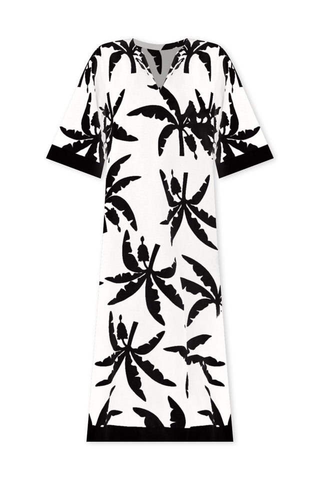 Tessie Black Tropical Linen Kaftan,ghost-mani image 3