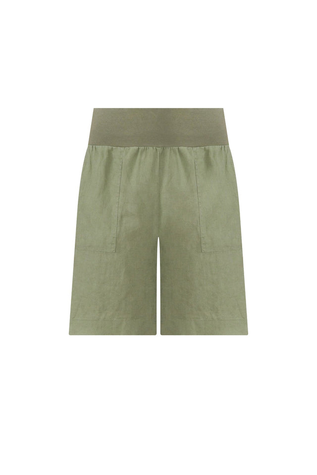Aster Khaki Linen Shorts,ghost-mani image 7
