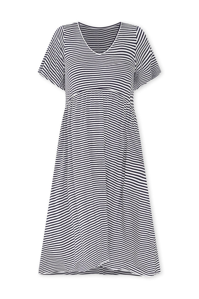 Donna Navy Stripe Gathered Dress,ghost-mani image 5