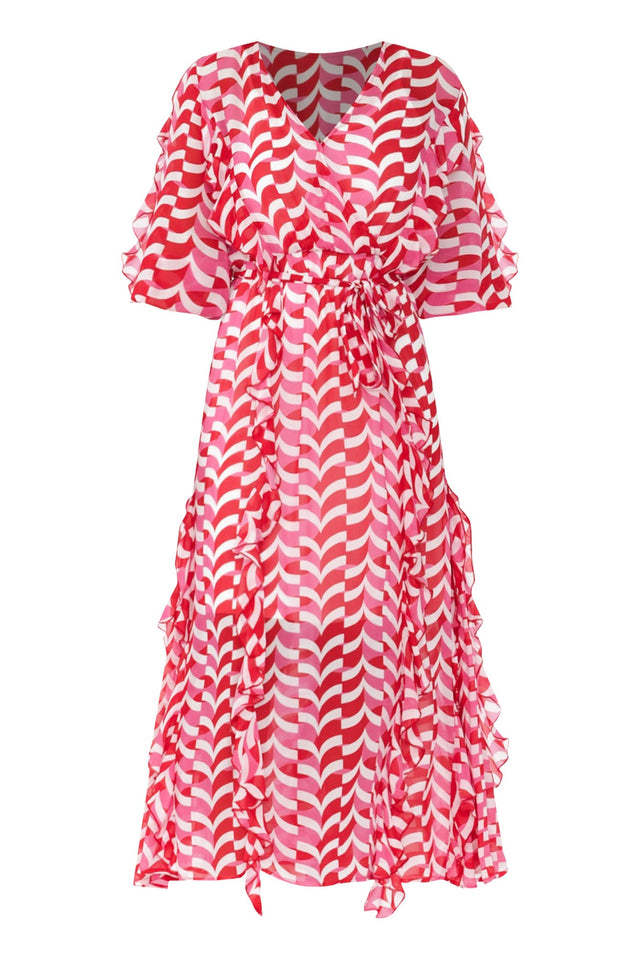 Just Love Pink Geo Ruffle Dress,ghost-mani image 3