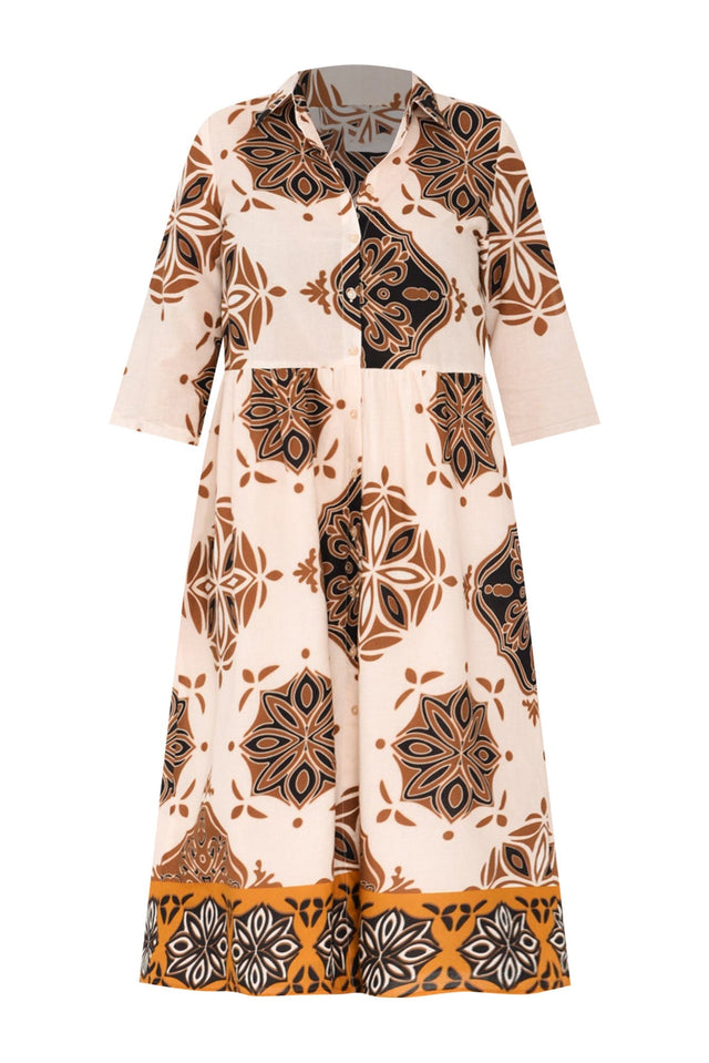 Madelina Brown Mosaic Cotton Dress,ghost-mani image 3