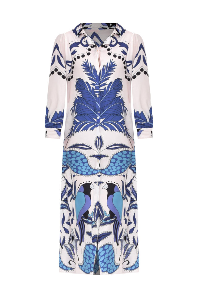 Shayli Blue Tropical Shirt Dress,ghost-mani image 3