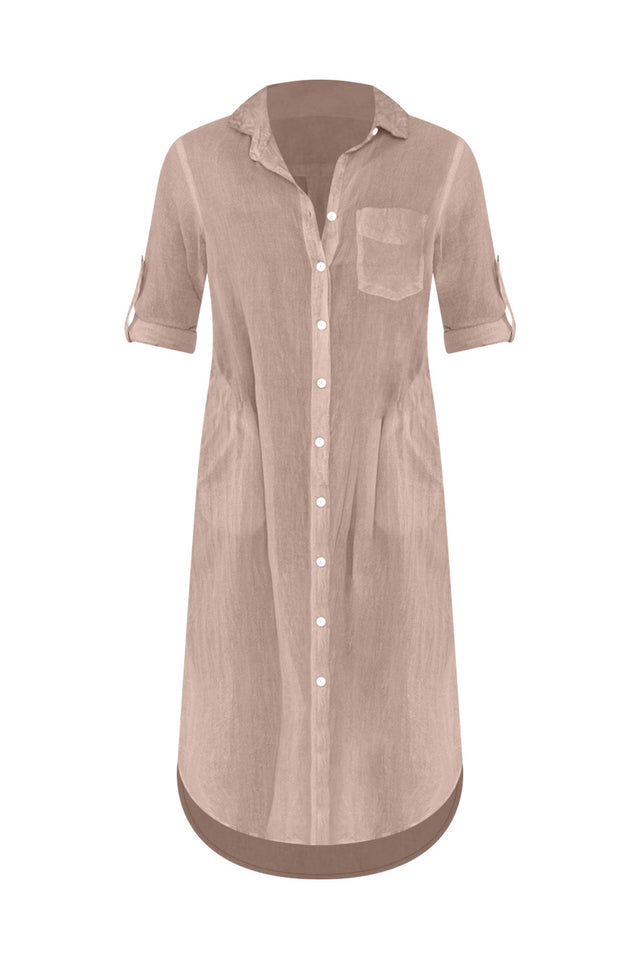Hailey Taupe Cotton Button Kaftan,ghost-mani image 3