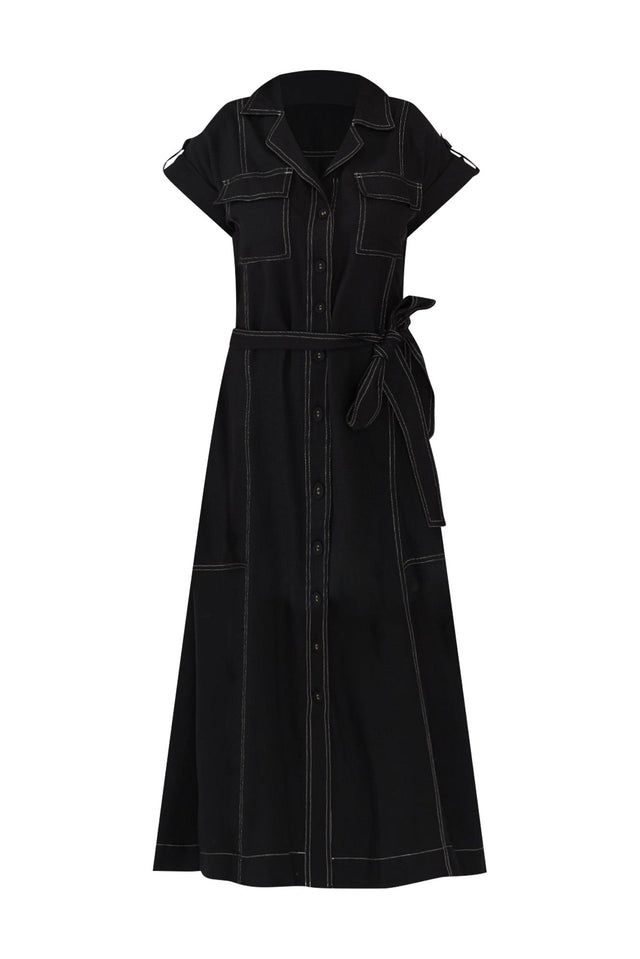 Patricia Black Cotton Blend Tie Dress,ghost-mani image 3