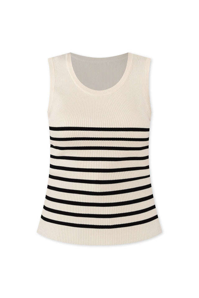 Amba Black Stripe Ribbed Tank,ghost-mani image 3