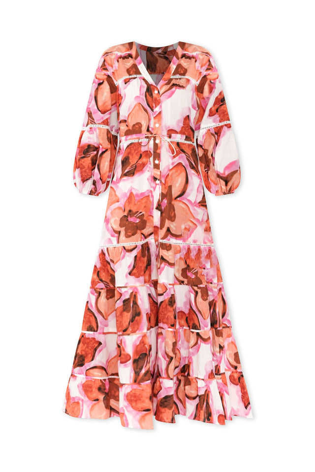Gertie Pink Floral Cotton Tier Dress,ghost-mani image 3