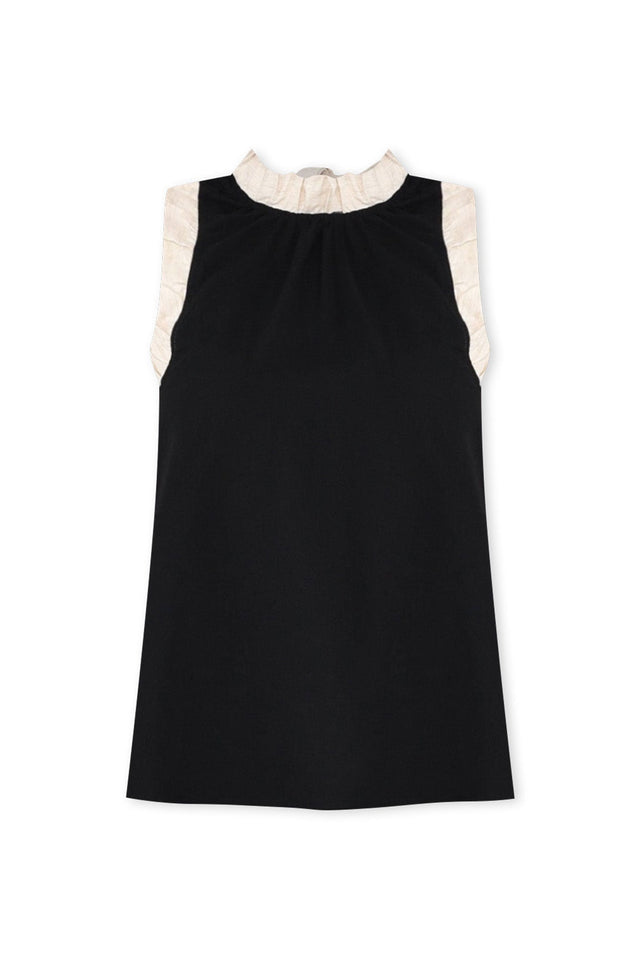 Kelley Black Trim Cotton Blend Tank,ghost-mani image 3