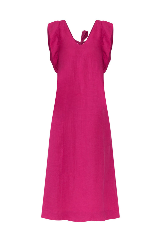 Matilda Hot Pink Pink Linen Dress,ghost-mani image 3