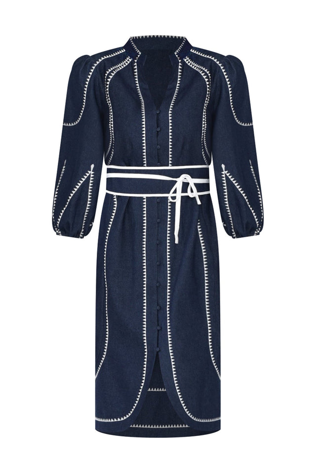 Swanson Dark Denim Cotton Dress,ghost-mani image 3