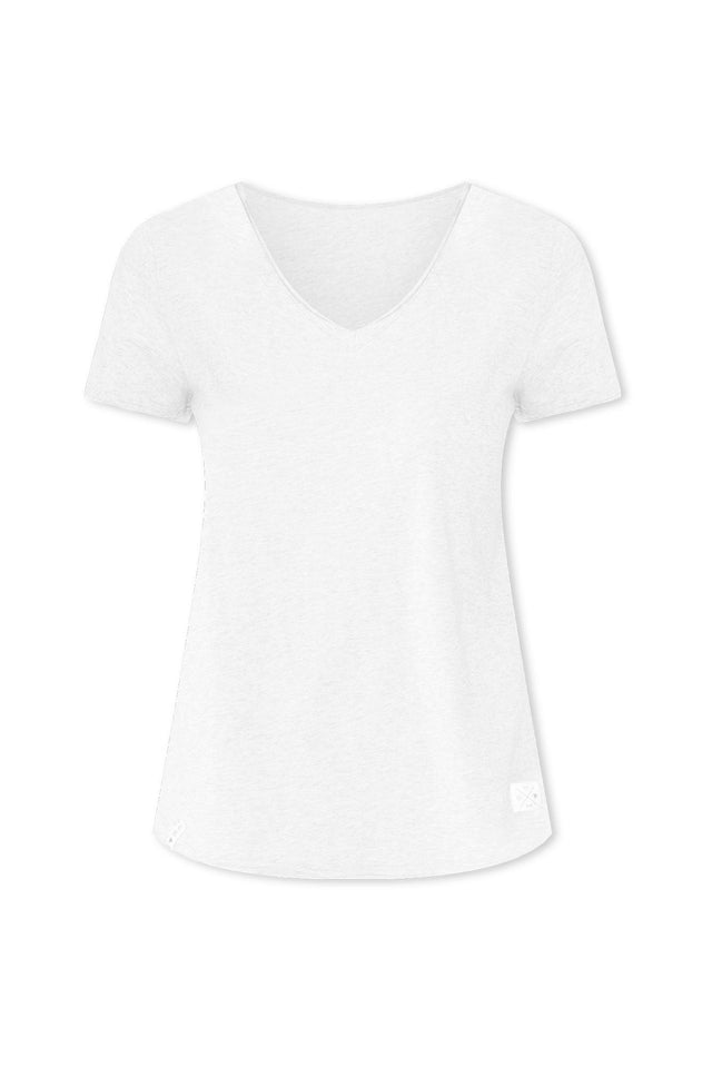 Maggie White Cotton Vee Tee,ghost-mani image 4