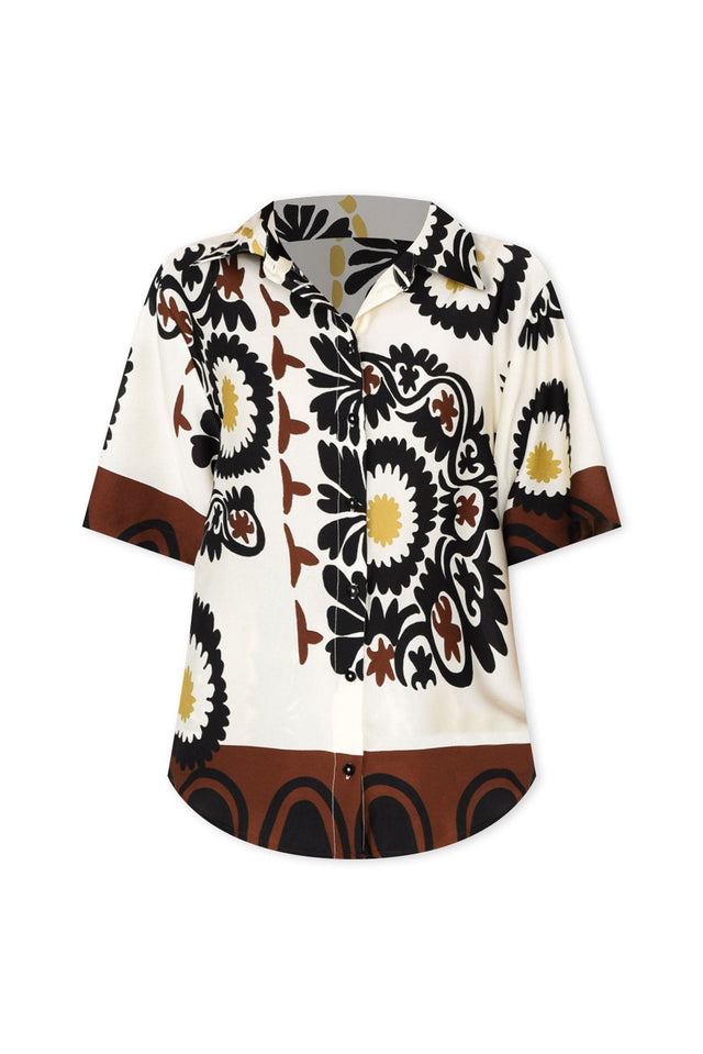Playa Cream Abstract Collared Shirt,ghost-mani image 3