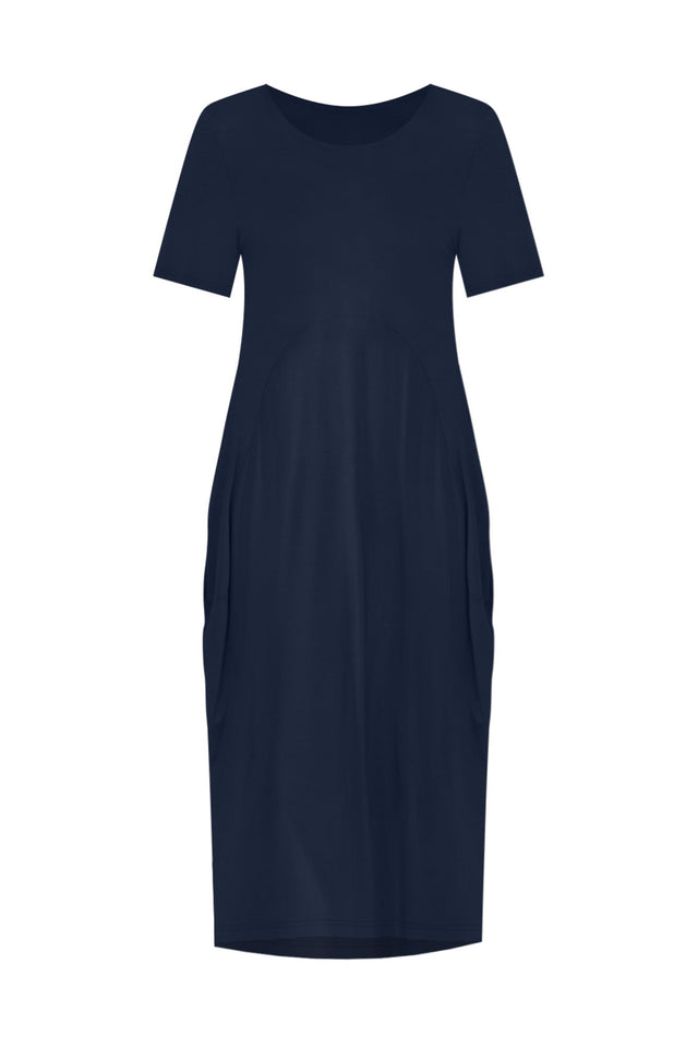 Glenda Navy Short Sleeve Crescent Dress,ghost-mani image 4