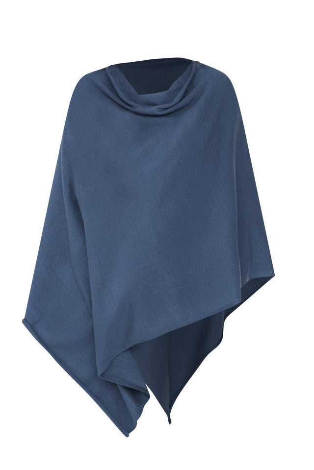 Amy Sea Blue Wool Blend Poncho,ghost-mani image 7
