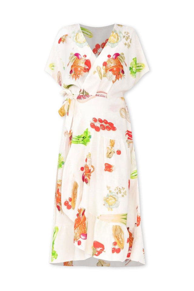 Luanne White Harvest Linen Blend Dress,ghost-mani image 3