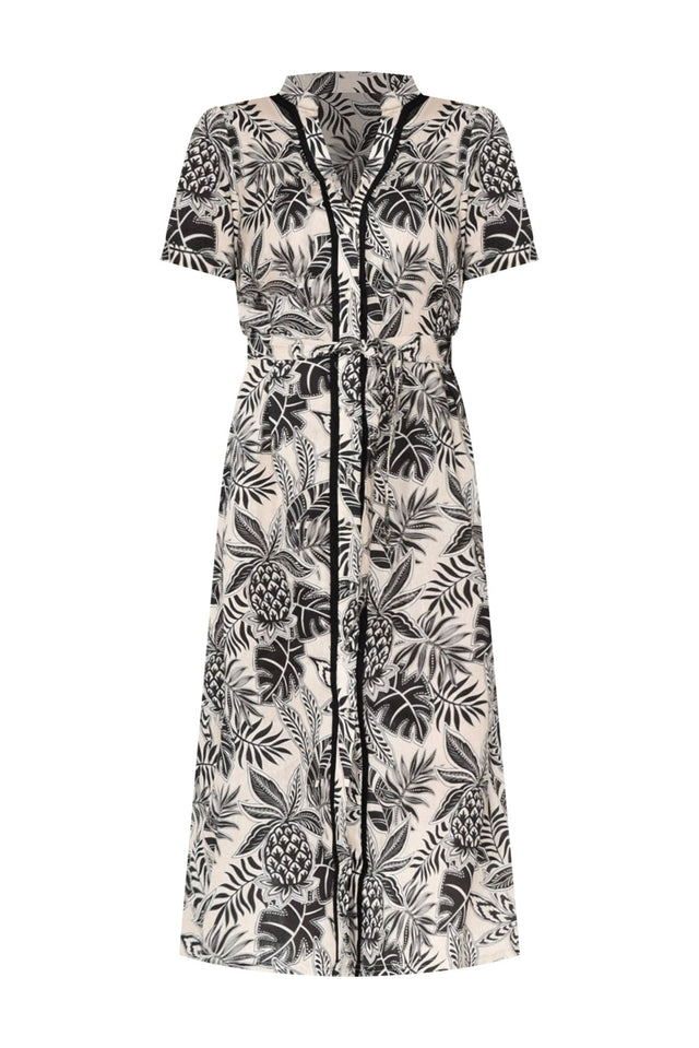 Essadora Black Leaf Linen Dress,ghost-mani image 3