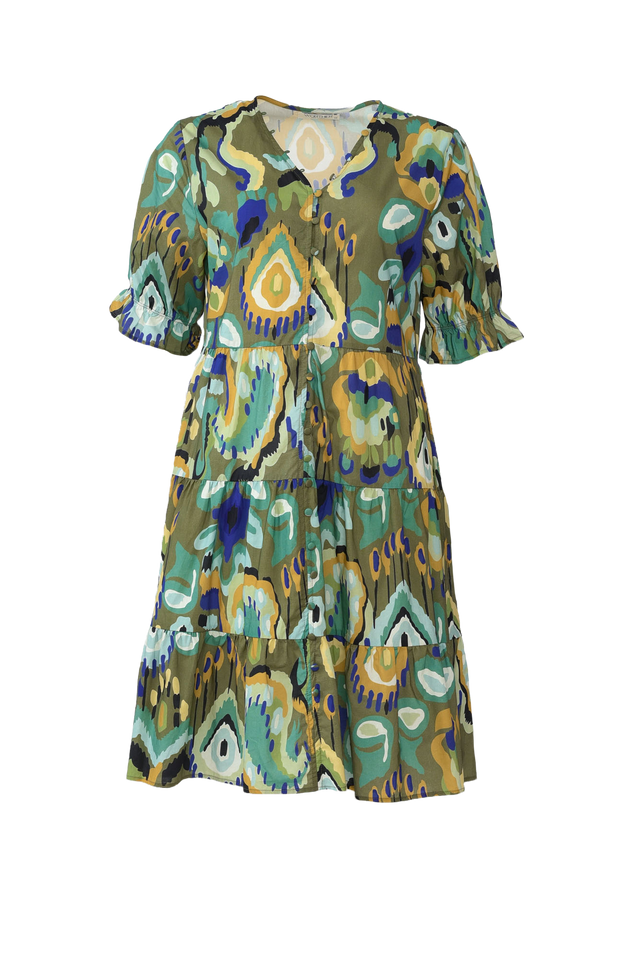 Anielle Emerald Abstract Tier Dress