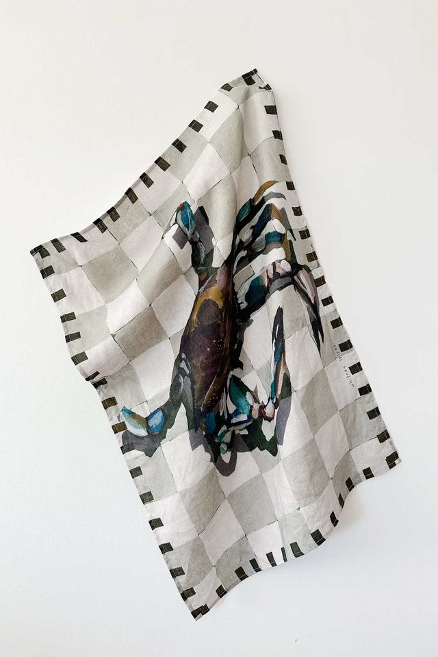 Whitney Spicer Azure Crab Linen Tea Towel image 1