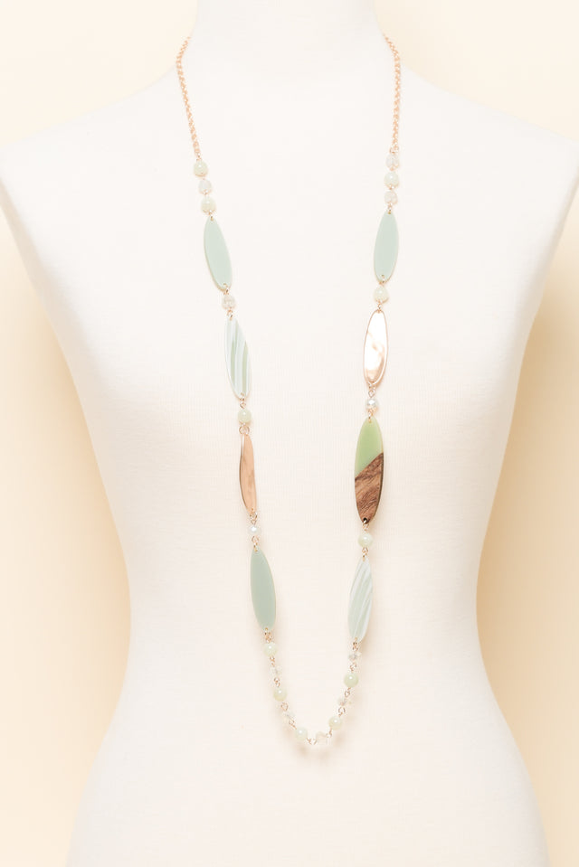 Aal Green Beaded Leaf Necklace