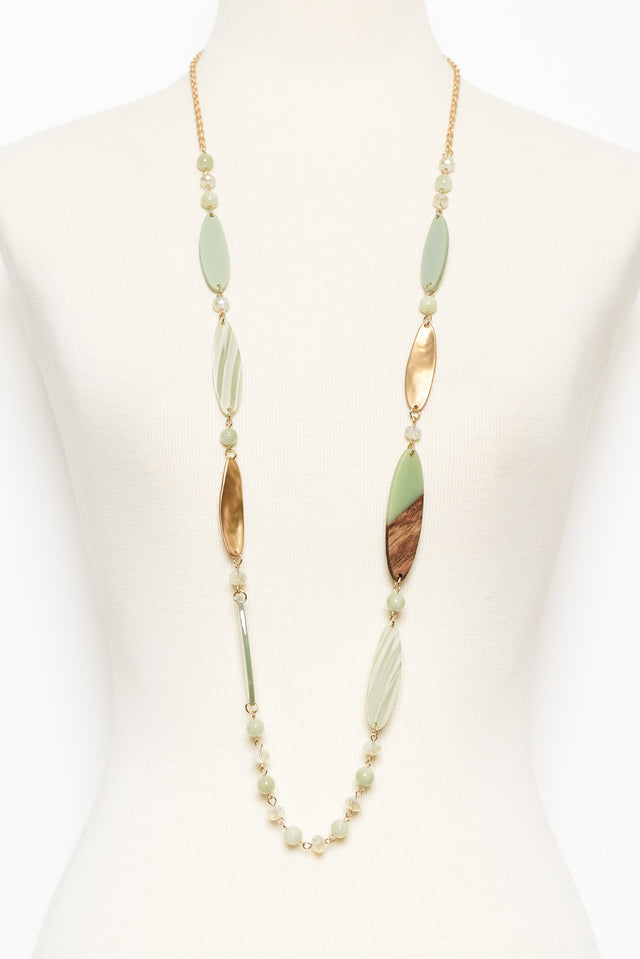 Aal Green Beaded Leaf Necklace image 2