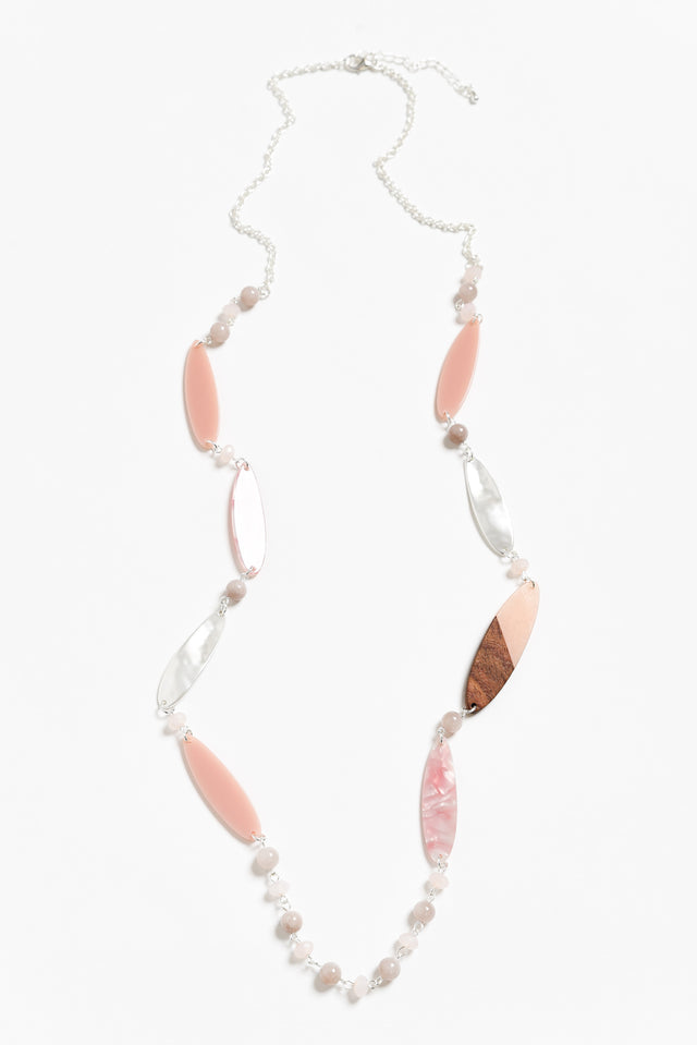 Aal Pink Beaded Leaf Necklace image 1