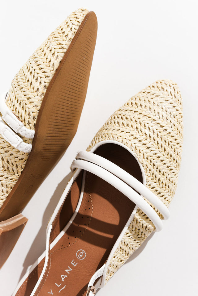 Abby Cream Raffia Leather Slingback Mule image 3