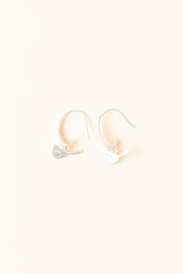 Abia Silver Bird Hook Earrings