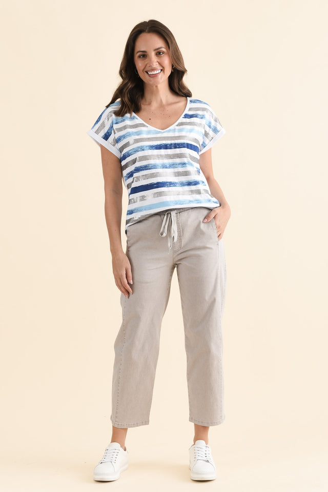Eleanor Washed Natural Drawstring 7/8 Pants,Full Body,Brunette model,alt text|model:MJ image 2