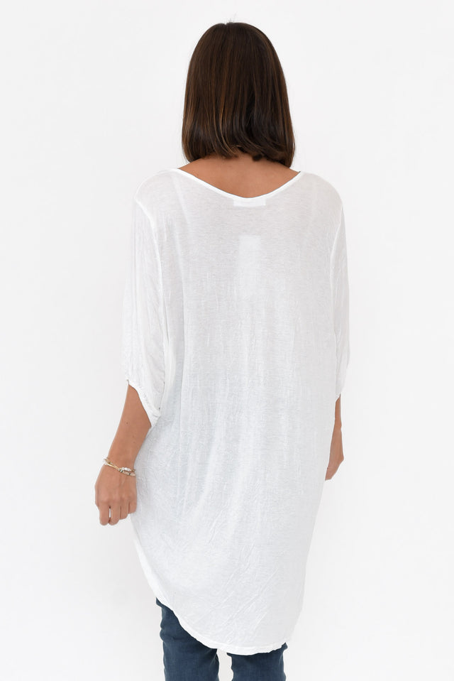 Agnes White Crinkle Cotton Hi Lo Top