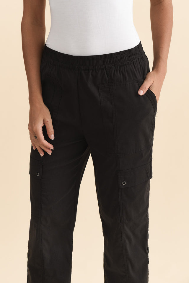 Air-Lite Black Stretch Cargo Pants,Brunette model,alt text|model:Brontie image 7
