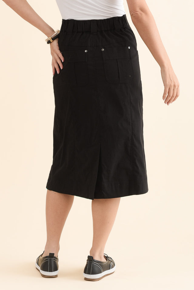 Air-Lite Black Stretch Cargo Skirt,Back,Brunette model,alt text|model:MJ image 4