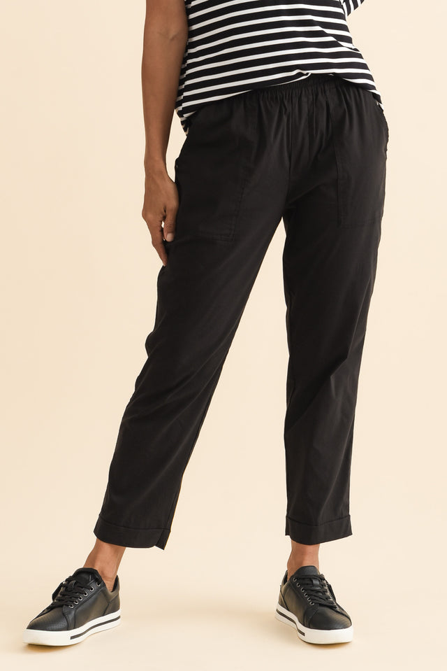 Air-Lite Black Stretch Cropped Pants,Brunette model,alt text|model:Cara image 1