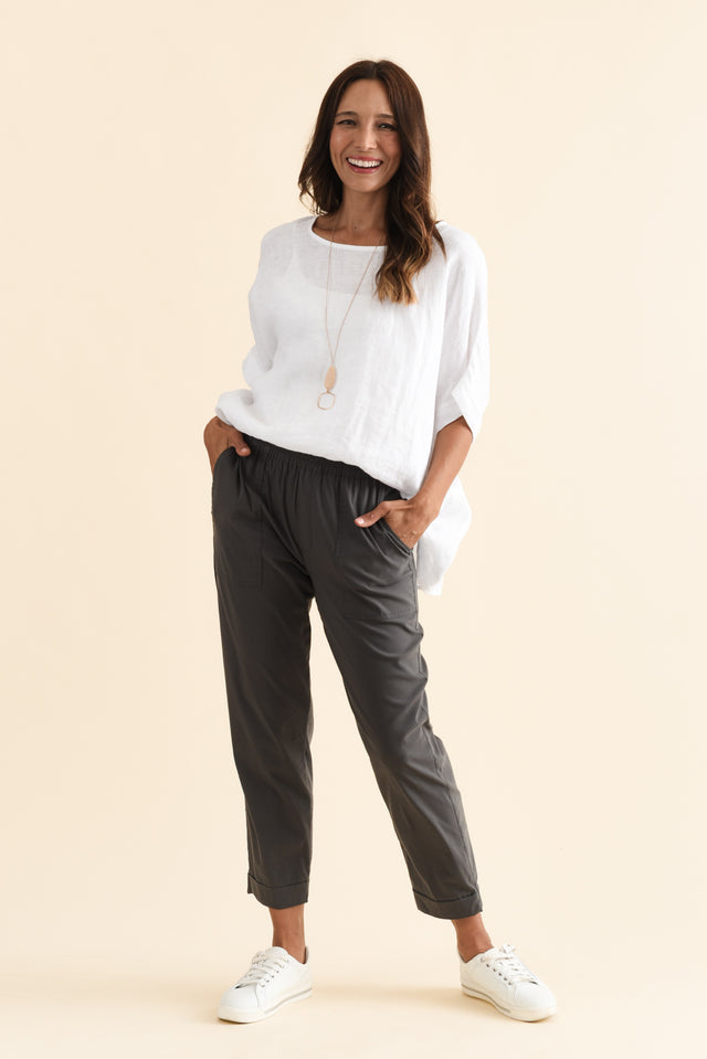 Air-Lite Charcoal Stretch Cropped Pants,Brunette model,alt text|model:Cara image 7