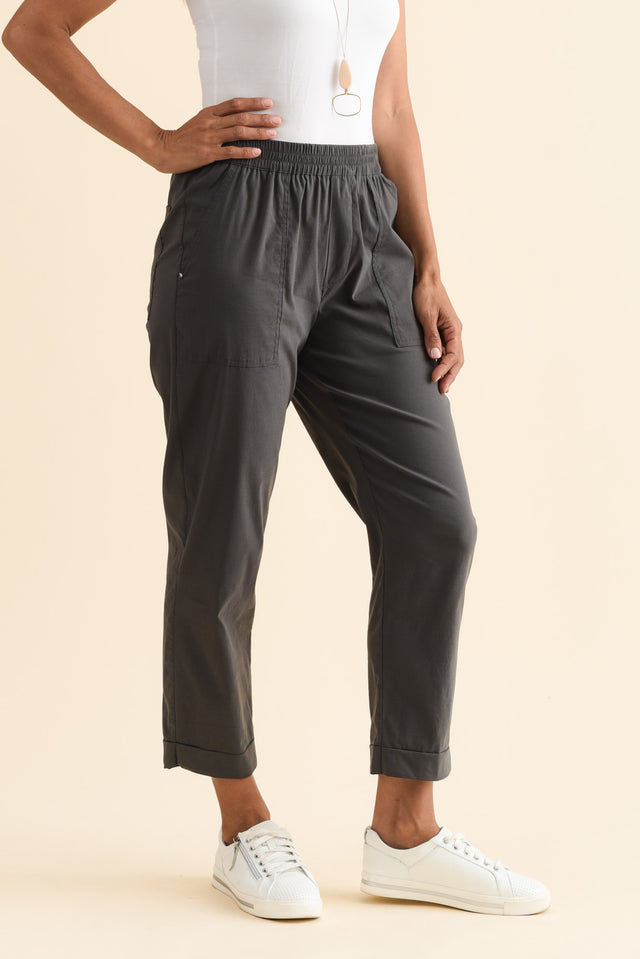 Air-Lite Charcoal Stretch Cropped Pants,Brunette model,alt text|model:Cara image 4